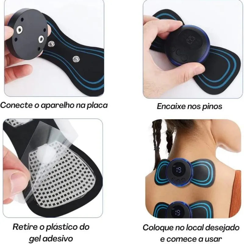 Massageador Elétrico Portátil Mini EMS para Estimulação do Pescoço e Alívio da Dor Muscular Cervical