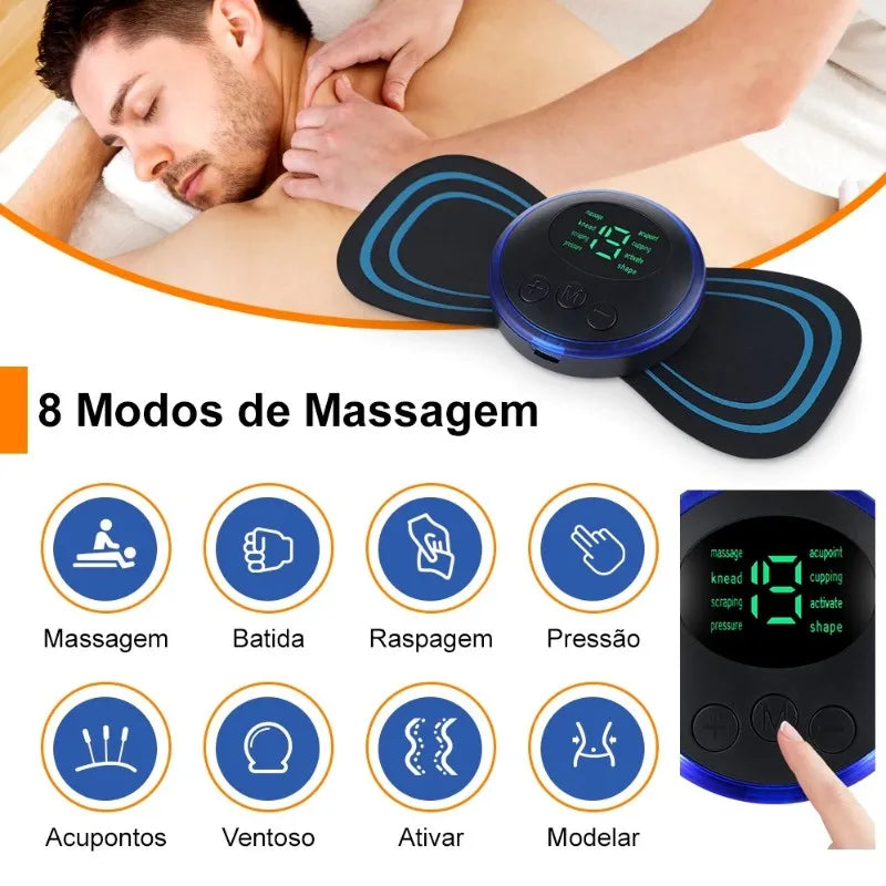 Massageador Elétrico Portátil Mini EMS para Estimulação do Pescoço e Alívio da Dor Muscular Cervical